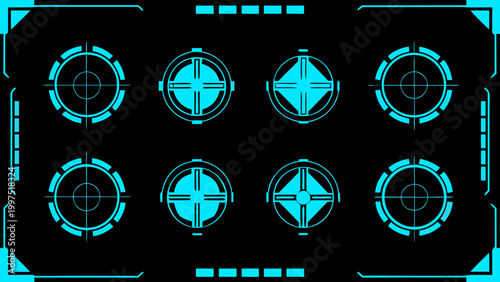 crosshair icons in futuristic design with black background high quality professional