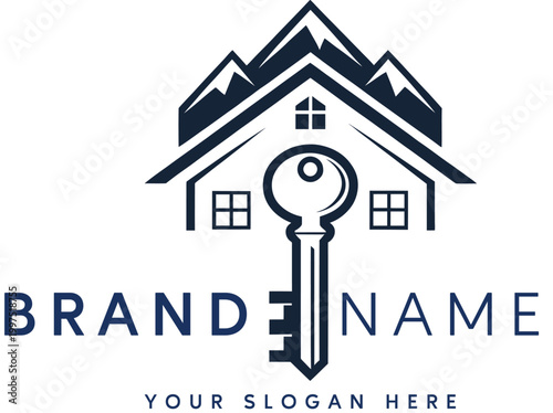 Property Law Logo with Justice Scales and House, Legal Balance Symbol, Clean Vector Icon