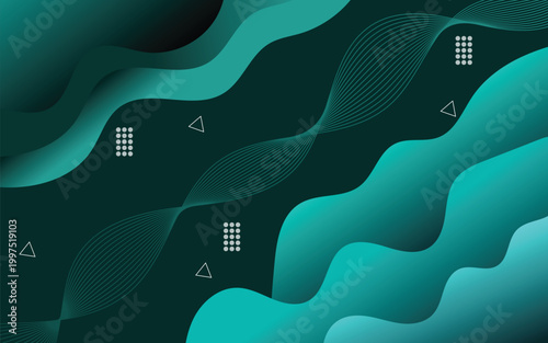 Modern Teal Gradient Abstract Wave Background with Geometric Lines and Shapes