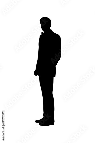 Simple groom silhouette, isolated wedding fiance shadow shape icon