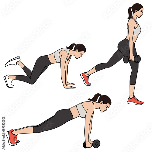 Modified burpees exercise with dumbbell fitness workout