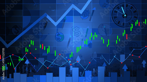 economic ecosystem illustration with colorful financial charts and symbols high quality