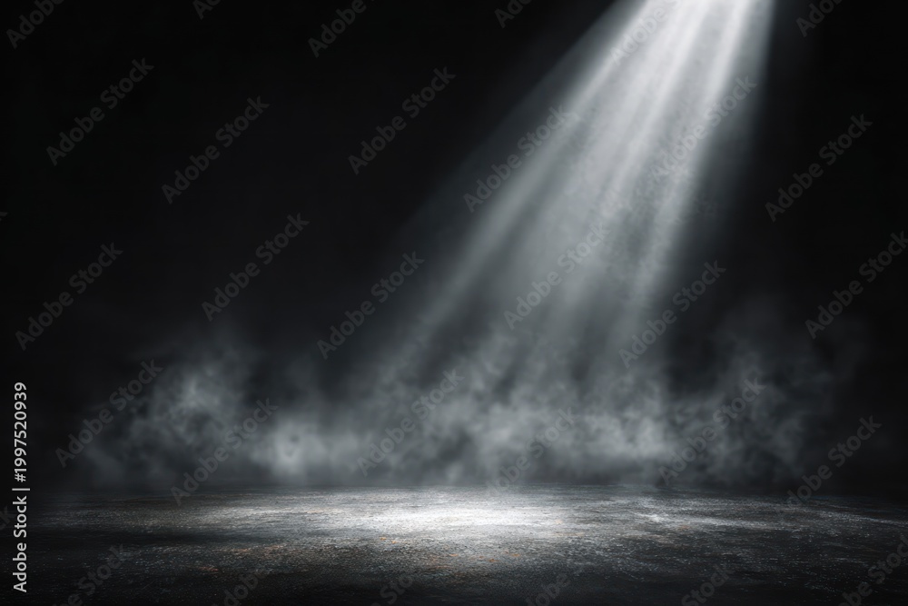 Naklejka premium Spotlight with smoke on black background