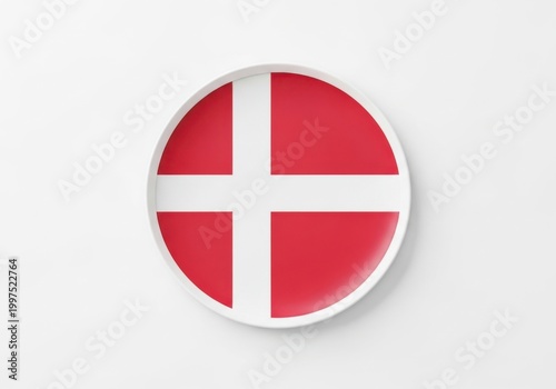 Free Download A circular plate featuring the flag of denmark isolated on white background - GFXLoad