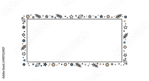 whimsical starry frame border vector illustration