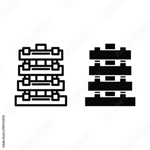 Stack of wooden pallets icon set, vector illustration of storage equipment, warehouse logistics concept, flat design style