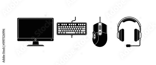 A comprehensive set of modern computer input devices and audio equipment, perfect for office work, creative tasks, and interactive digital entertainment
