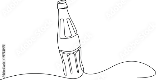 Empty soda bottle with fork on wavy line illustration Vector