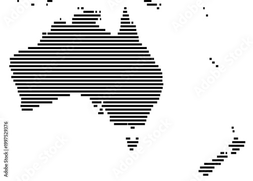 Map of Australia and New Zealand showing the earth with a few horizontal black lines. No labels at all.