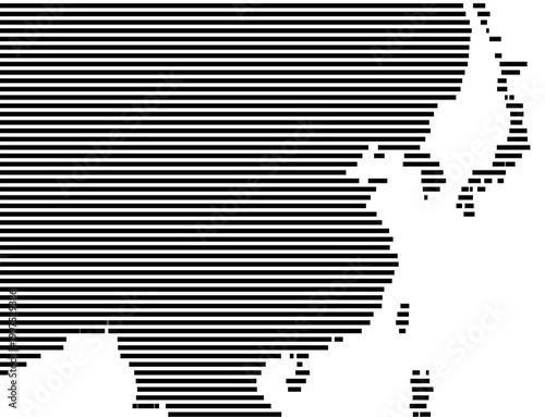 Map of East Asia showing the earth with a few horizontal black lines. No labels at all.