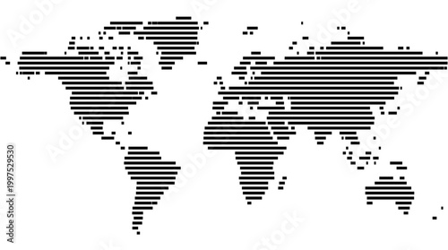Map of the earth showing the earth with a few horizontal black lines. No labels at all.