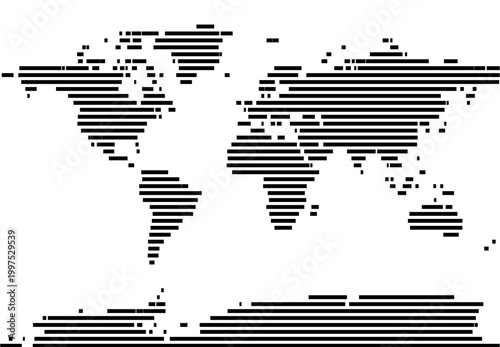 Map of the earth showing the earth with a few horizontal black lines. No labels at all.