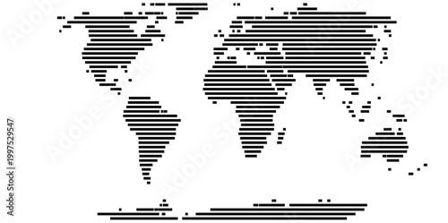 Map of the earth showing the earth with a few horizontal black lines. No labels at all.