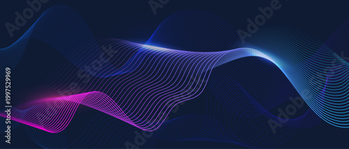 Abstract neon wave lines dance gracefully against a deep, dark backdrop, generating a sense of motion, energy and futuristic flair.