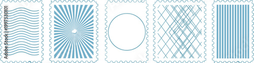 Konstfotografi Postage stamp abstract backgrounds vector set geometric lines waves circle patte