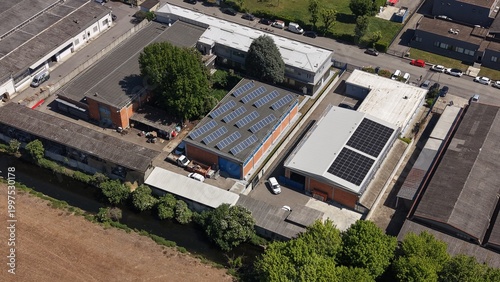 Industrial Complex Aerial View: An encompassing aerial perspective of an industrial complex showcases the architectural design and functional layout, providing insight into the operations within.