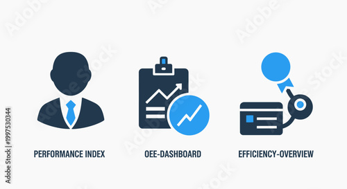 Icons representing performance index kpi dashboard efficiency creator for business metrics performance dashboard efficiency business analytics strategy management planning objective