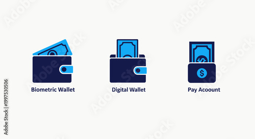 Icons of wallets and a pay account with banknotes e commerce wallet icon money icon cash icon payment icon finance icon currency icon banking icon business icon transaction icon saving icon