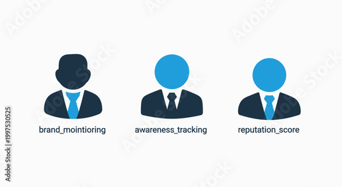 Brand marketing awareness tracking reputation score icons with flat design social media business intelligence human resources marketing awareness tracking reputation business analytics