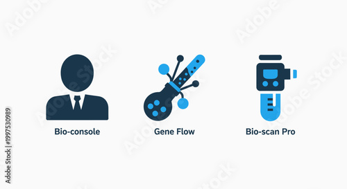 Biotechnology icons: bio console gene flow bio scan pro drug discovery life science biotechnology laboratory research technology genetics analysis healthcare innovation equipment