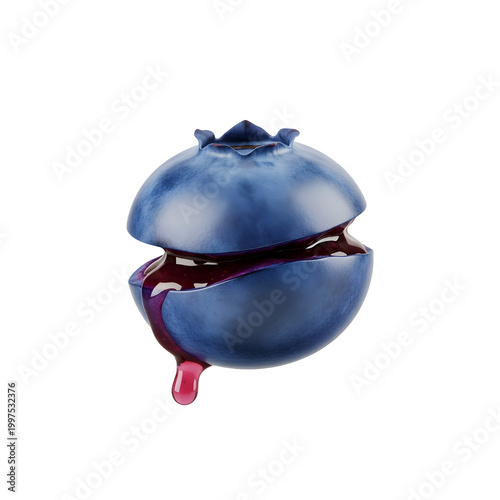 Blueberry with juice dripping down.