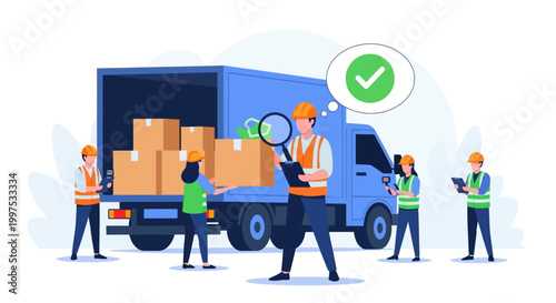 Logistics & Delivery Operations: Team Inspecting Cargo and Packages for Shipping