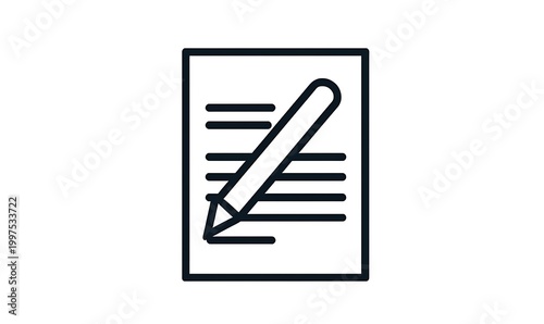 Document icon with pencil writing, representing note taking, signing or editing.
