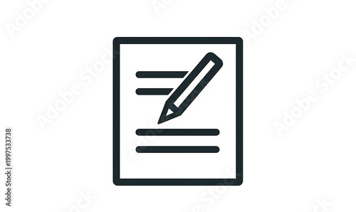 Document icon with pencil writing, representing note taking, signing or editing.
