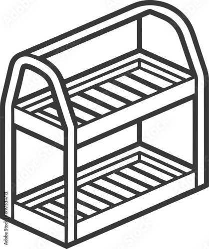 Isometric Outline of a Two Tiered Display Shelf or Storage Rack Unit
