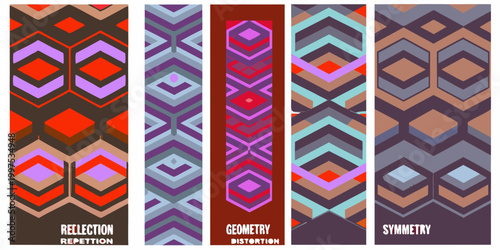 set of geometric patterns with symmetry reflection and repetition