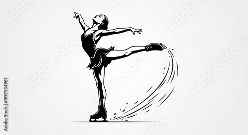 Elegant Ice Skater Silhouette Vector Illustration for Business and Marketing