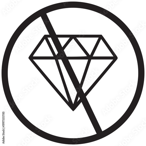 Prohibited diamond symbol a black and white restriction icon