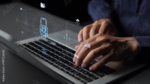 Bild auf Leinwand Cyber security protection and cyber security strategies against cyber threats, system hacks, digital breaches, network attacks, and safeguarding data with strong cyber security infrastructure