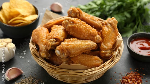 Freshly baked bread in a woven basket