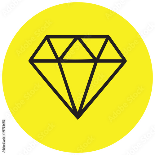 Bold diamond icon on vibrant yellow circle a simple geometric design