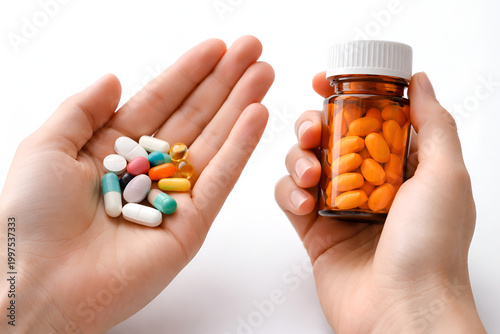 Hands Holding Medicine Pills – Healthcare, Treatment and Medical Support Concept
