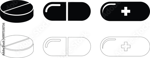 Vector pill capsules pharmaceutical medicine illustration for health and vector graphics