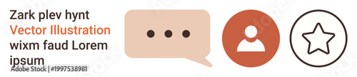 Communication, user interaction, ratings, social media, feedback, digital design. Speech bubble, user profile star icon set. Communication and user interaction as key concepts