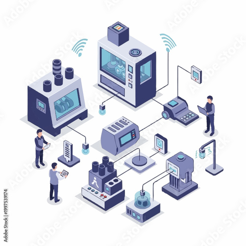Modern Automated Factory Production Line with Digital Control.