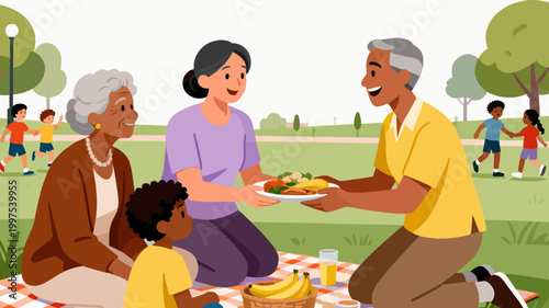 A minimalist close-up of a picnic scene evokes feelings of warmth and relaxation. Ideal for representing outdoor dining, summer enjoyment, or a casual