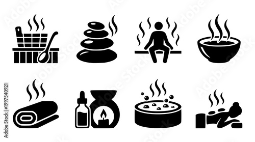 collection of spa and wellness vector graphic icons