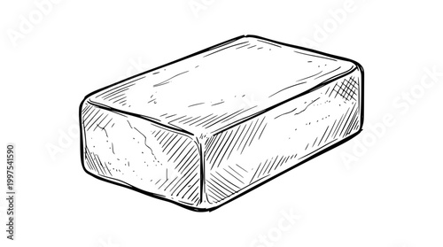 Hand drawn vector illustration of a single rectangular brick