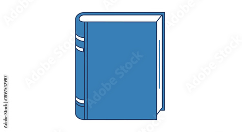 Closed Blue Hardcover Book Icon, Isolated on White Background, Vector Illustration