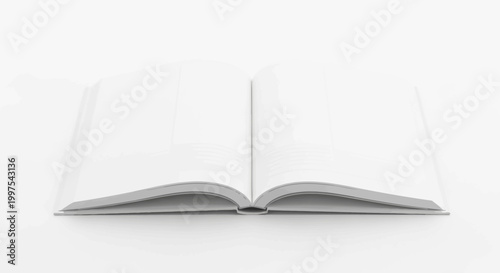 Open Blank Book on White Background
