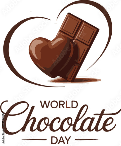 Chocolate world day text. Vector elements for  greeting cards.