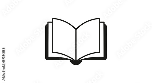 Open Book Icon Vector Illustration - Simple Line Art on White Background