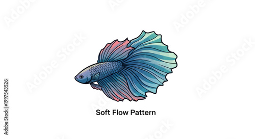 Beautiful Betta Fish with Flowing Fins, Watercolor Illustration