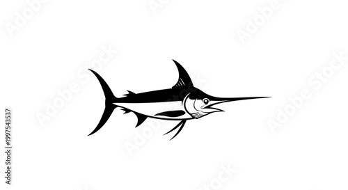 Black and White Marlin Silhouette Illustration