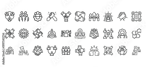 Line representing teamwork, collaboration, and business partnership concepts, 99 characters