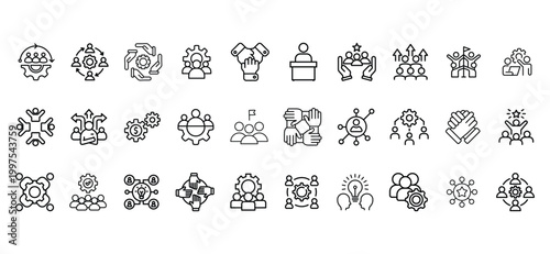 Line representing teamwork, collaboration, and leadership in business, 99 characters partnership